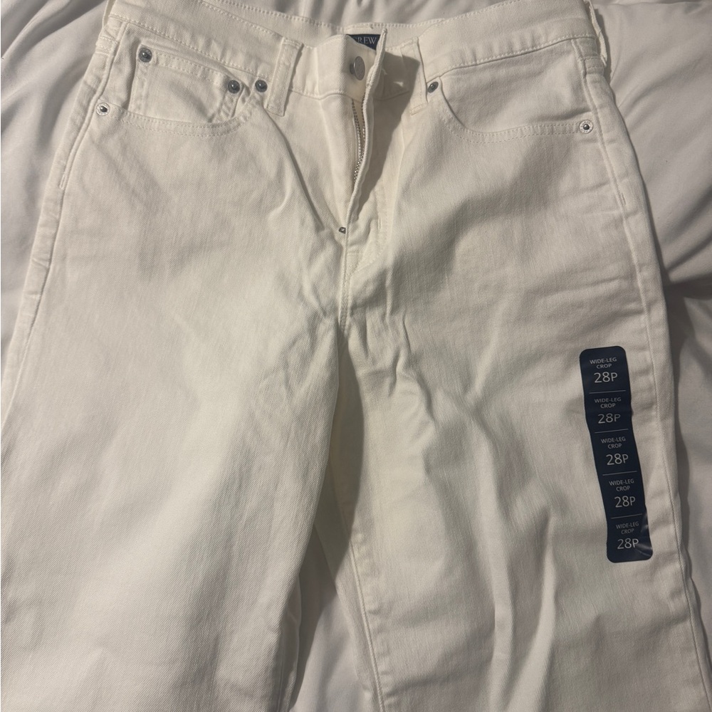 Women’s Cropped Wide Leg White Jeans